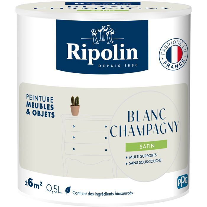 Ripolin - Furniture Paint - 0.5 L - Champagny White - Satin Finish - Indoor/Outdoor