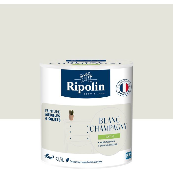 Ripolin - Furniture Paint - 0.5 L - Champagny White - Satin Finish - Indoor/Outdoor