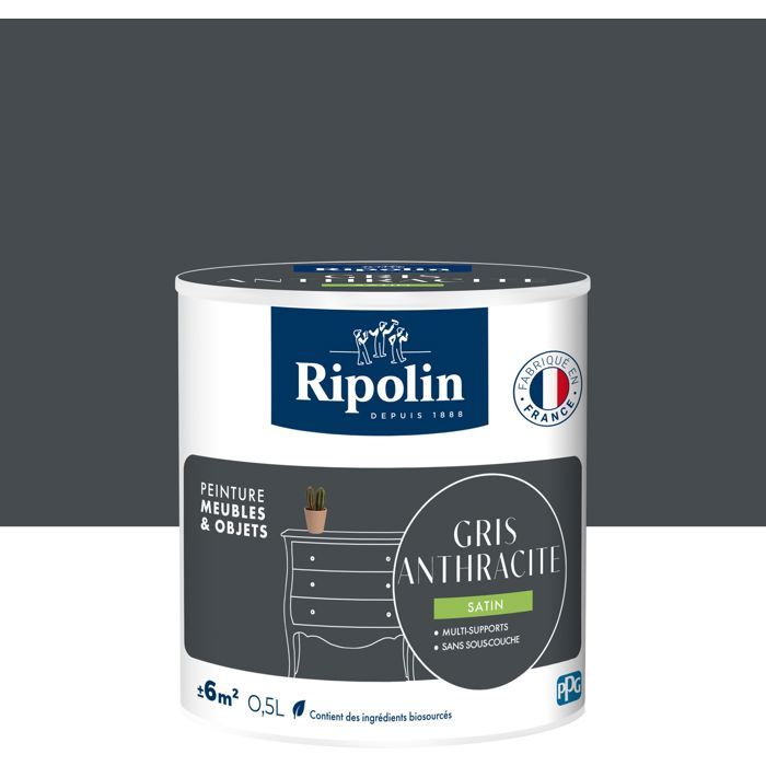 Ripolin Furniture Paint - Anthracite Grey - Satin Finish - 0.5 L