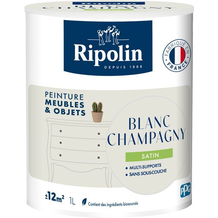 Ripolin Furniture Paint - Champagny White - Satin Finish - 1 L