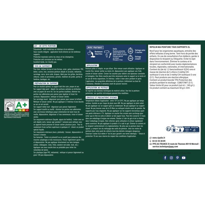 Ripolin Multi-surface Paint - Basque Green - Matte - 2 L