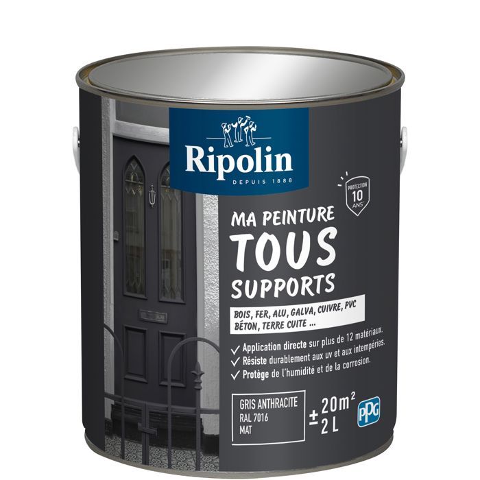 Ripolin Multi-surface Paint - Anthracite Grey - Matte - 2 L