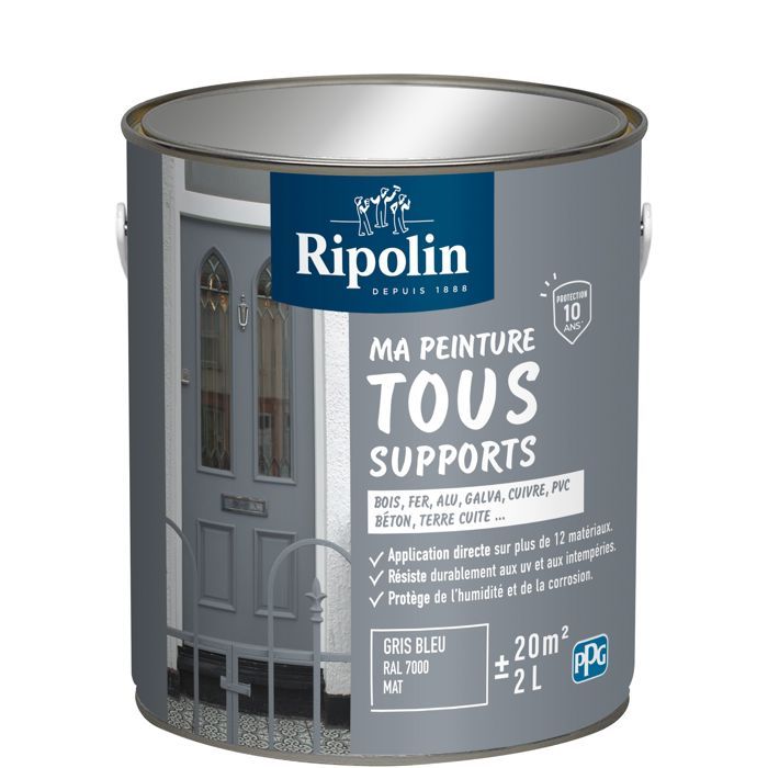 Ripolin Multi-surface Paint - Blue-grey - RAL 7000 - Matte - 2 L