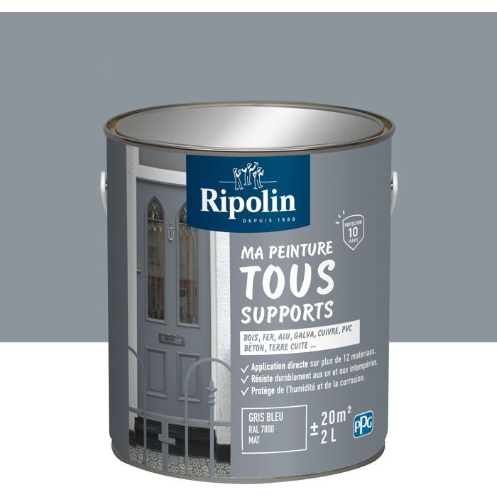 Ripolin Multi-surface Paint - Blue-grey - RAL 7000 - Matte - 2 L