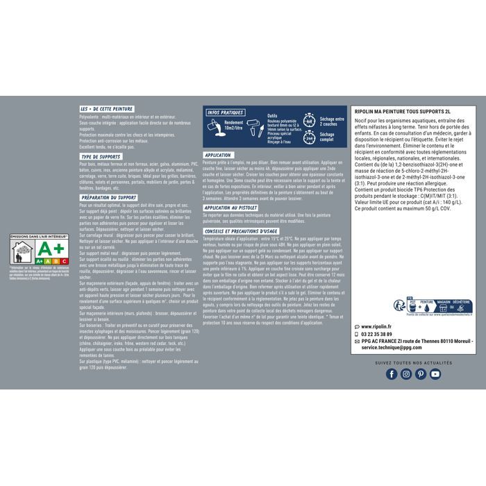 Ripolin Multi-surface Paint - Blue-grey - RAL 7000 - Matte - 2 L