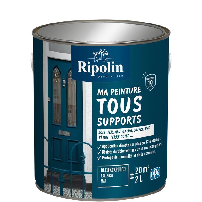 Ripolin Multi-surface Paint - Acapulco Blue - RAL 5020 - Matte - 2 L