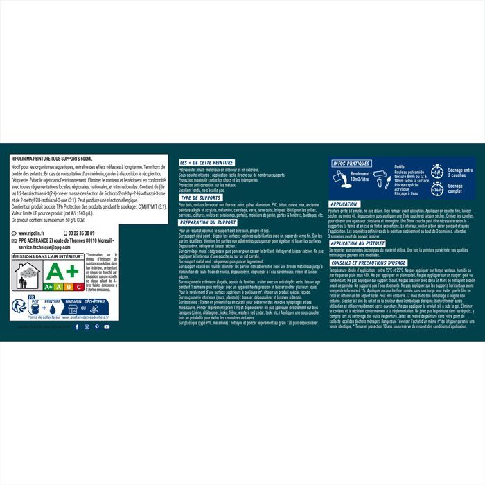 Ripolin Multi-surface Paint - Acapulco Blue - RAL 5020 - Matte - 2 L
