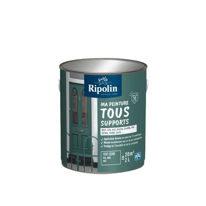 Ripolin Multi-surface Paint - Cedar Green - RAL 6000 - Matte - 2 L