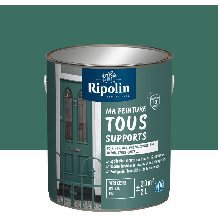 Ripolin Multi-surface Paint - Cedar Green - RAL 6000 - Matte - 2 L