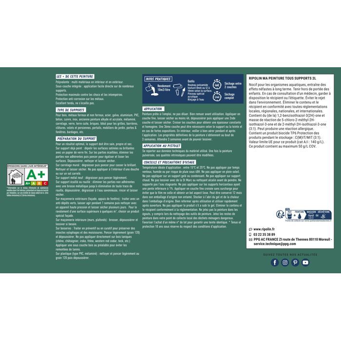 Ripolin Multi-surface Paint - Cedar Green - RAL 6000 - Matte - 2 L