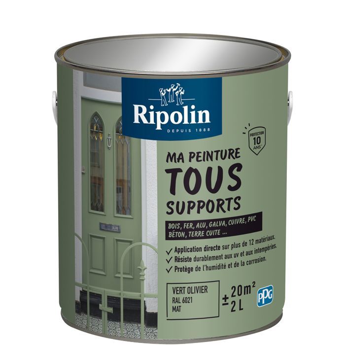 Ripolin Multi-surface Paint - Olive Green - RAL 6021 - Matte - 2 L