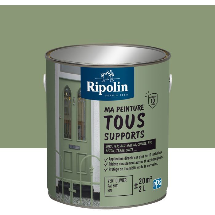 Ripolin Multi-surface Paint - Olive Green - RAL 6021 - Matte - 2 L