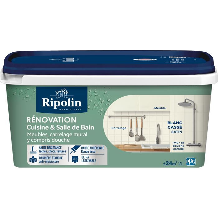 RIPOLIN Kitchen and Bathroom Renovation Paint Off-white Satin 2 L