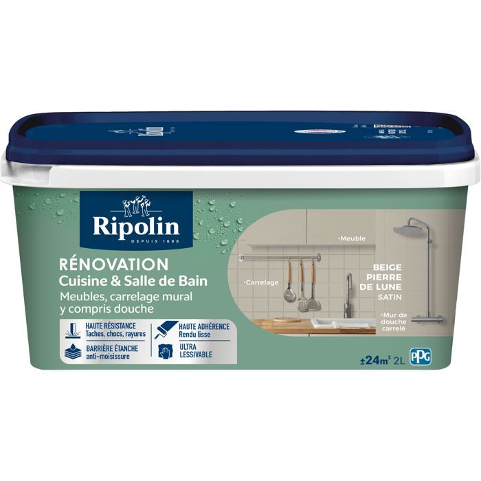 RIPOLIN Kitchen and Bathroom Renovation Paint Stone Beige Satin 2 L