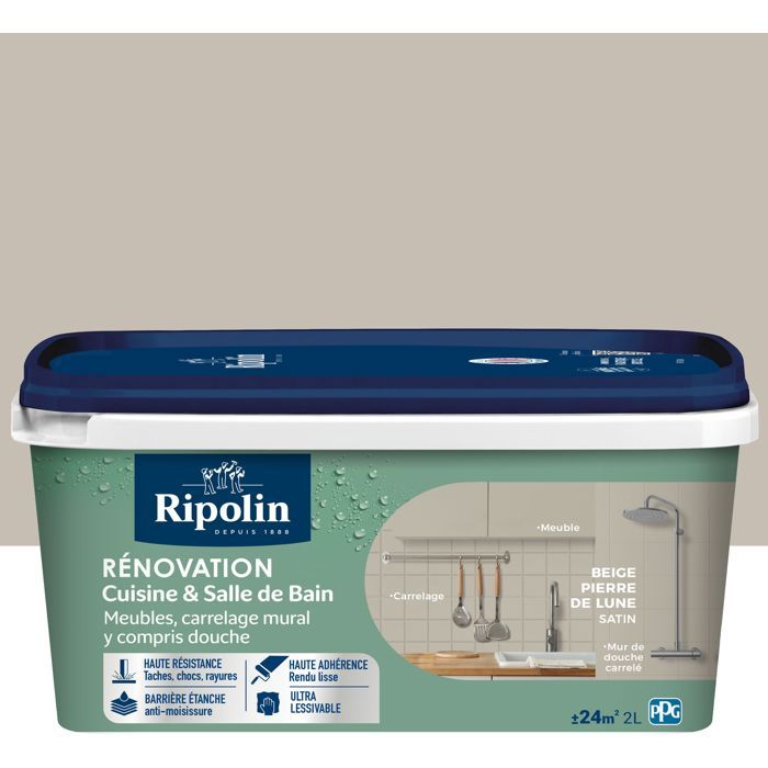 RIPOLIN Kitchen and Bathroom Renovation Paint Stone Beige Satin 2 L