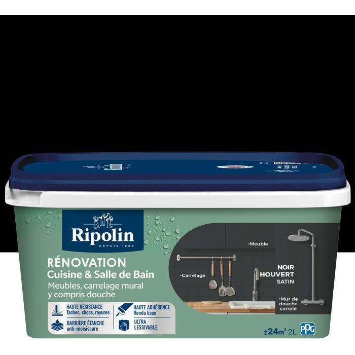 Ripolin Kitchen and Bathroom Renovation Paint - Black Oak - Satin - 2 L