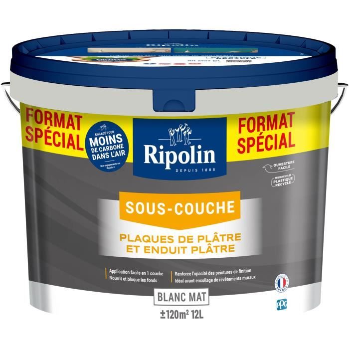 RIPOLIN Undercoat Paint for Plasterboard - White Matt - 12 L