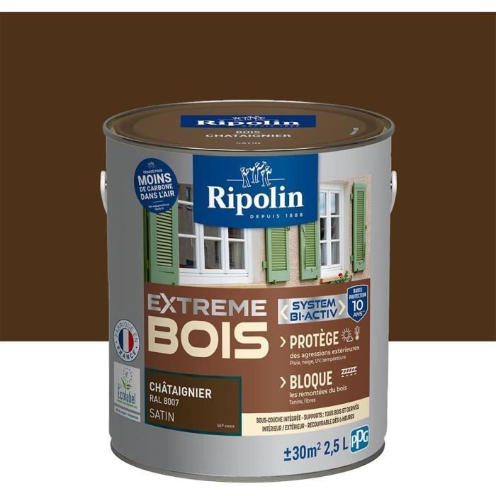 RIPOLIN Extreme Wood Paint - Satin Chestnut - 2.5 L