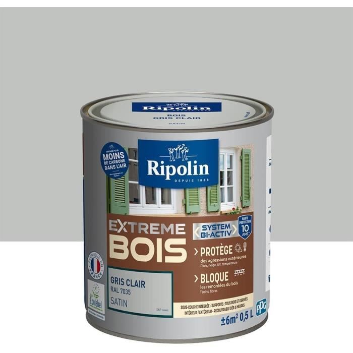 RIPOLIN High Protection Satin Wood Paint - Light Grey - 10 Years - Interior/Exterior