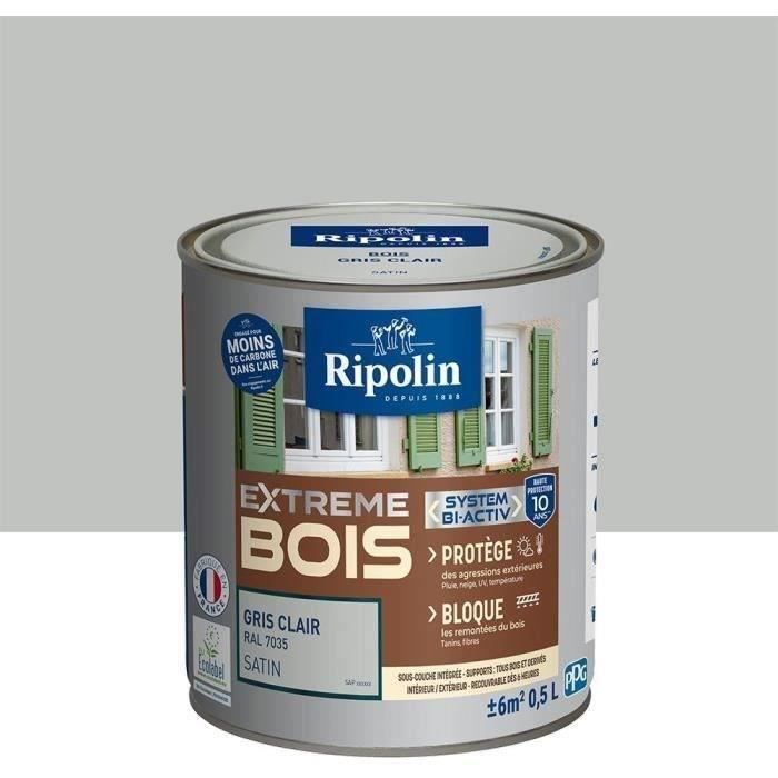 RIPOLIN High Protection Satin Wood Paint - Light Grey - 10 Years - Interior/Exterior