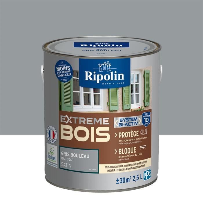 RIPOLIN Interior & Exterior Satin Wood Paint Birch Grey 2.5 L