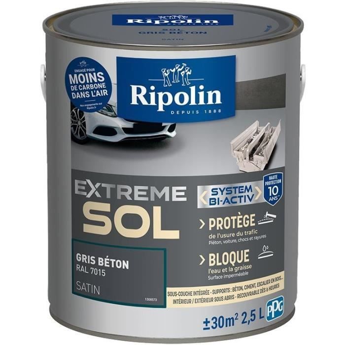 RIPOLIN PROTECTION EXTREME SOL GRIS BETON RAL 70 SATIN 2.5 L