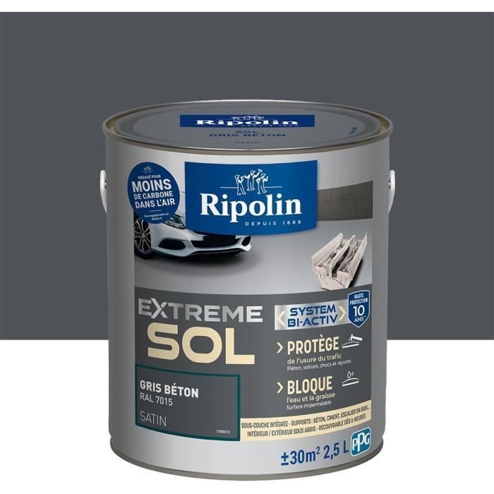 RIPOLIN PROTECTION EXTREME SOL GRIS BETON RAL 70 SATIN 2.5 L