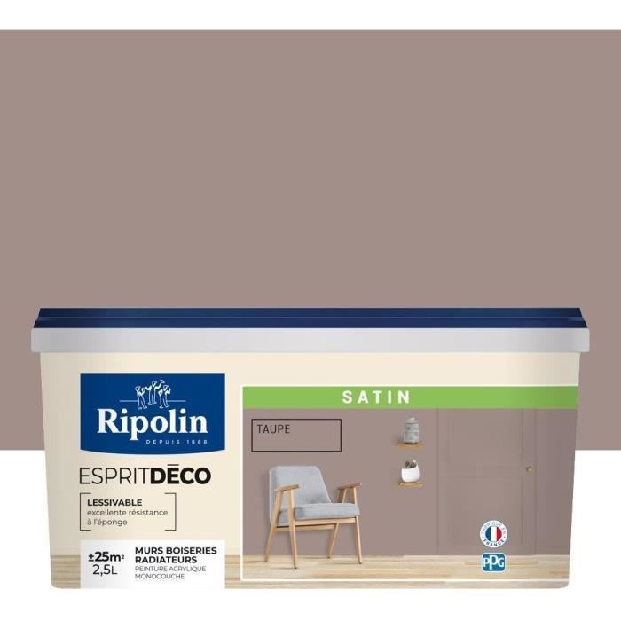 RIPOLIN Wall Paint for All Rooms, Satin Taupe, 2.5 L