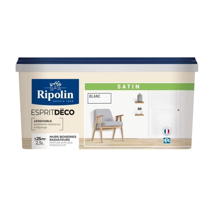 RIPOLIN Esprit Deco Multi-Surfaces Satin Paint, White, 2.5 L