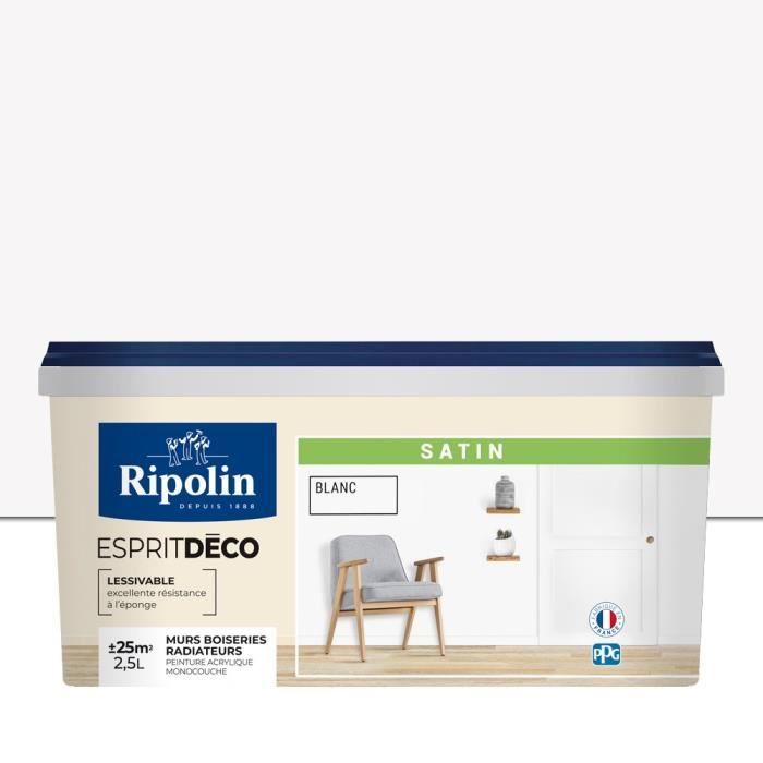 RIPOLIN Esprit Deco Multi-Surfaces Satin Paint, White, 2.5 L
