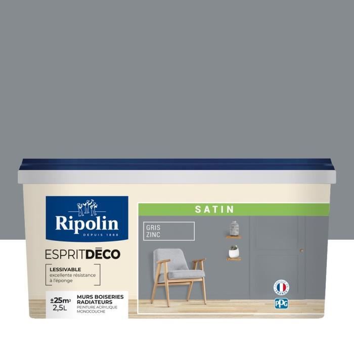 Ripolin All-Room Wall Paint 2.5 L Satin Finish Zinc Grey - Ultra-Covering