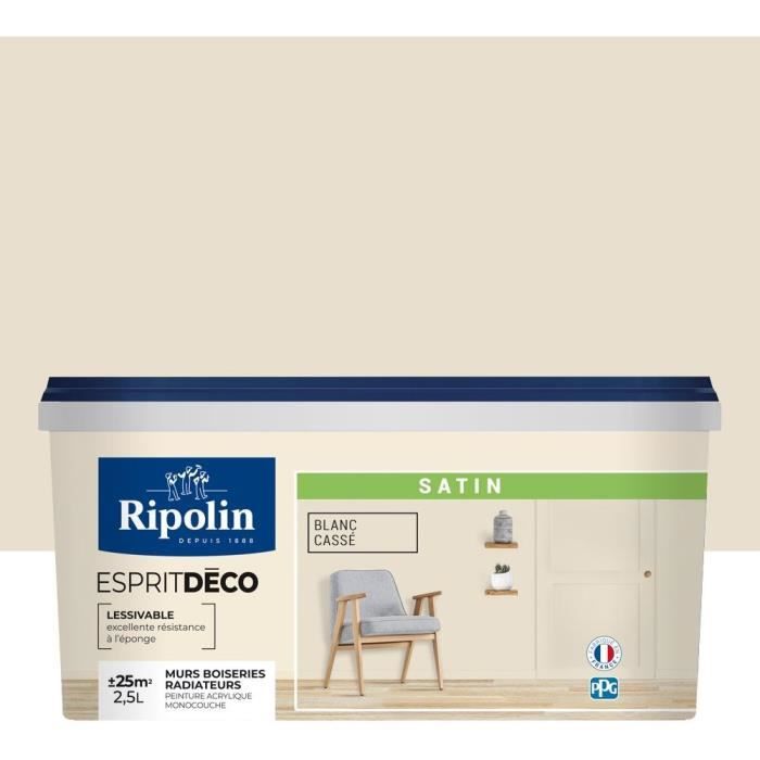 RIPOLIN Wall Paint for All Rooms Off-White Satin 2.5 L - Excellent Coverage