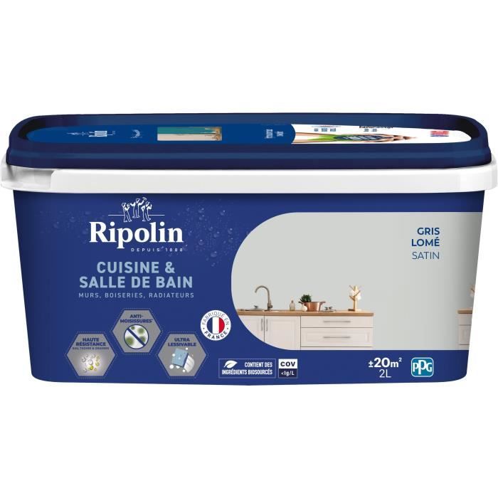 RIPOLIN Kitchen and Bathroom Paint, Lome Grey, 2 L
