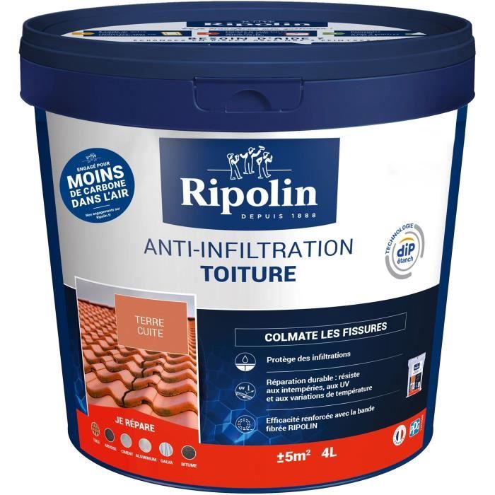 RIPOLIN Anti-Infiltration Roof Coating - Terracotta - 4 L - Exterior