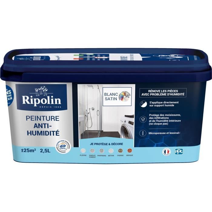 RIPOLIN Satin White Damp-Proof Waterproof Paint - 2.5 L