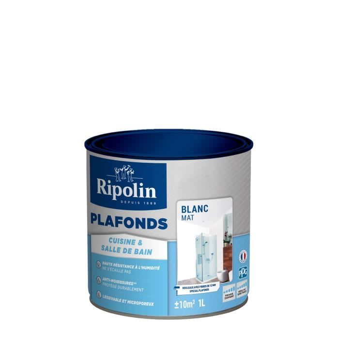 RIPOLIN Kitchen & Bathroom Ceiling Paint - Matte White - 1 L