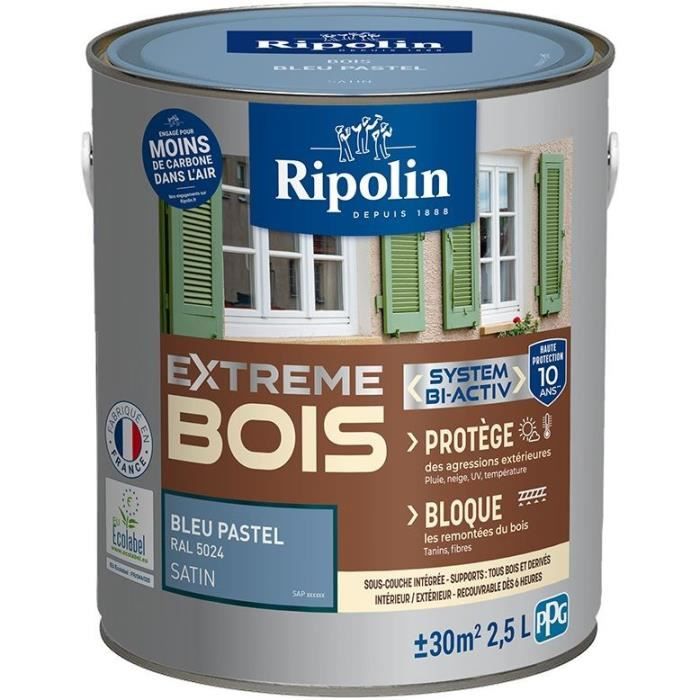 RIPOLIN Wood Paint - Pastel Blue RAL 5024 Satin - 2.5 L