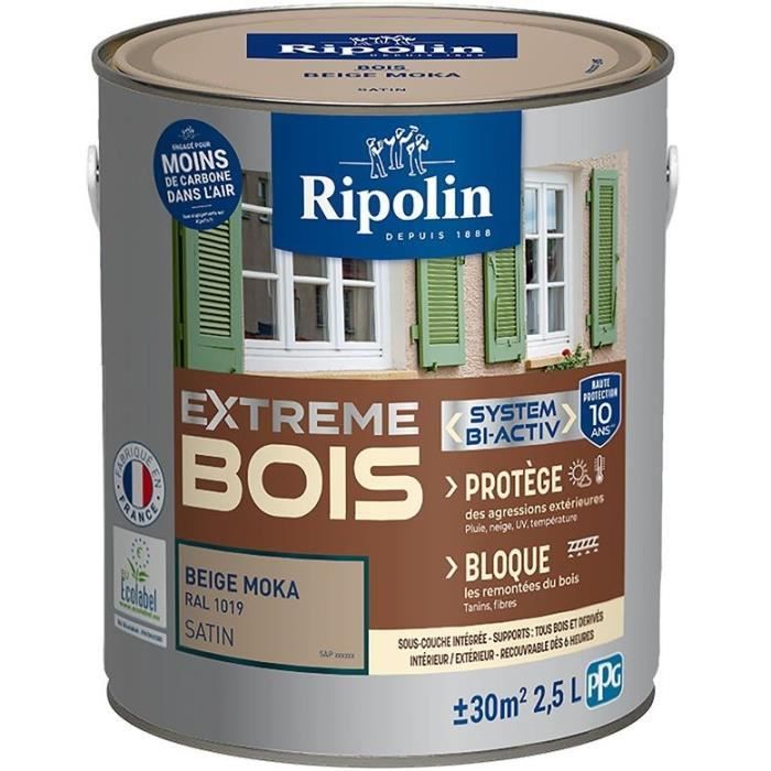 RIPOLIN Extreme Wood Paint - Mocha Beige RAL 1019 Satin - 2.5 L