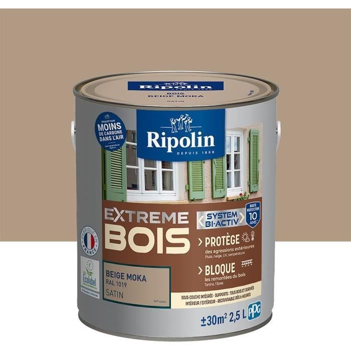 RIPOLIN Extreme Wood Paint - Mocha Beige RAL 1019 Satin - 2.5 L