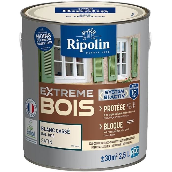 RIPOLIN Extreme Wood Paint - Off-White RAL 1013 Satin - 2.5 L
