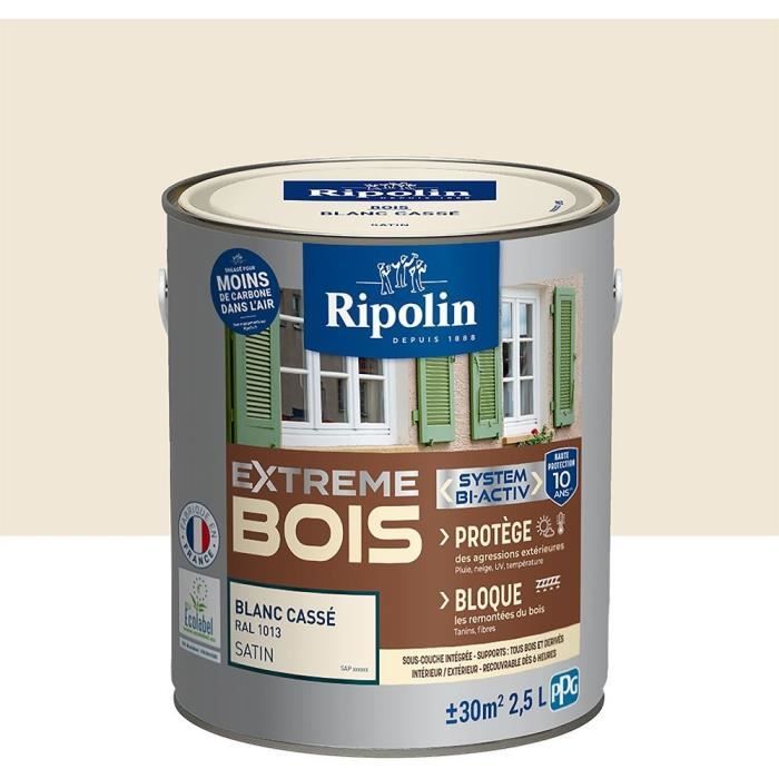 RIPOLIN Extreme Wood Paint - Off-White RAL 1013 Satin - 2.5 L