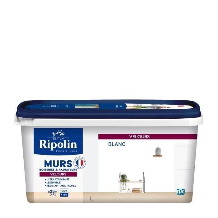 RIPOLIN Velvet White Paint for Walls, Woodwork, Radiators - White - 2.5 L