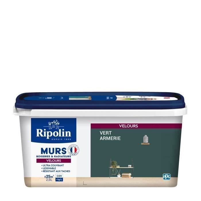 RIPOLIN Velvet Color Paint for Walls, Woodwork, Radiators - Armerie Green - 2.5 L
