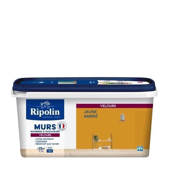RIPOLIN Velvet Color Paint for Walls, Woodwork, Radiators - Amber Yellow - 2.5 L