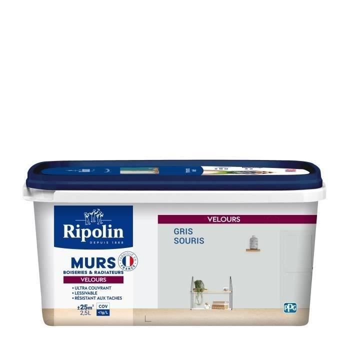 RIPOLIN Velvet Color Paint for Walls, Woodwork, Radiators - Mouse Grey - 2.5 L