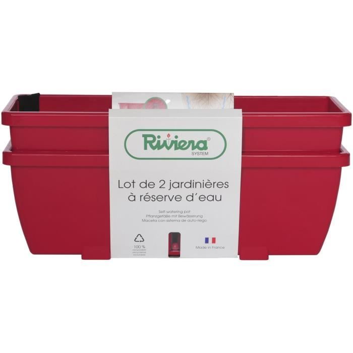 RIVIERA EVA Set of 2 Planters - Plastic - 57 x 19.5 x 19.5 cm - Red