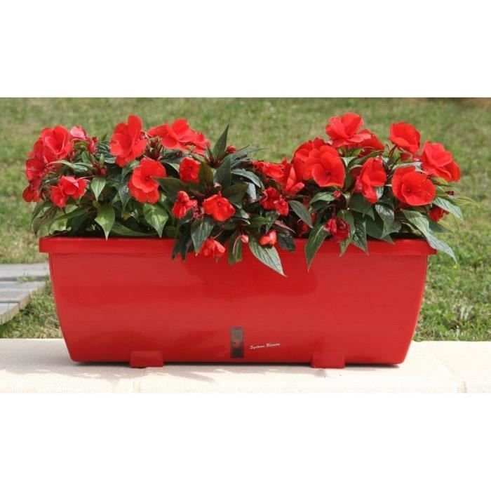 RIVIERA EVA Set of 2 Planters - Plastic - 57 x 19.5 x 19.5 cm - Red