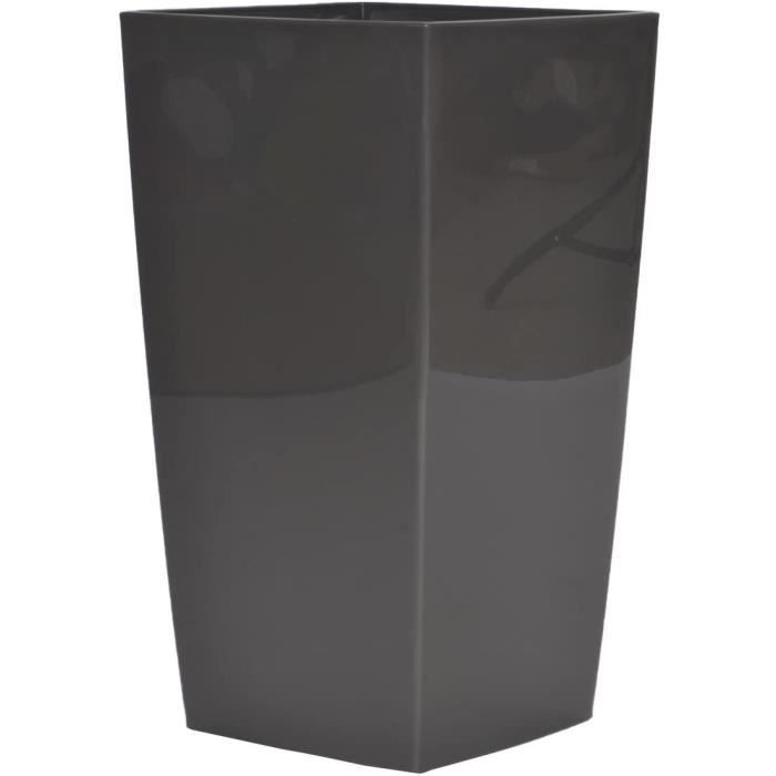 RIVIERA Square Flower Pot - Plastic - 38 x 38 x H 69 cm - 67 L - Glittery Grey