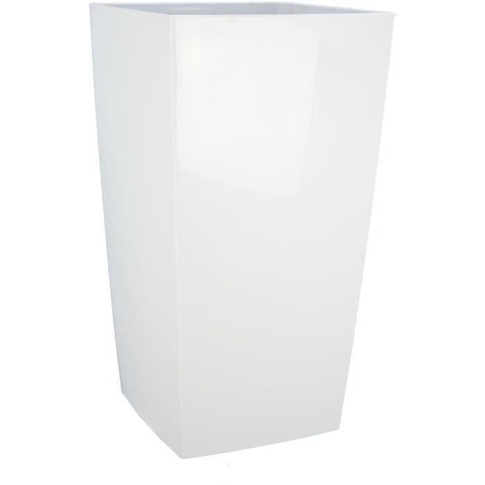 RIVIERA Square Flower Box - NUANCE - Plastic - 37x37x68.5 cm - White L37xW37xH68.5