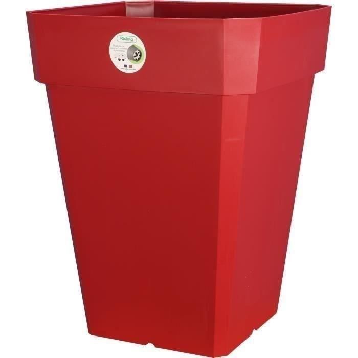 RIVIERA Flower Pot - Soleilla Square - 39x39x36 cm - Red - 100% Recyclable Plastic
